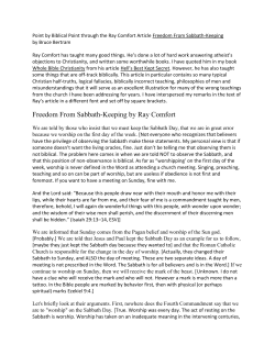 Freedom From Sabbath-Keeping by Ray Comfort