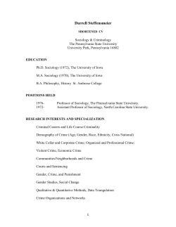 CV - Department of Sociology and Criminology