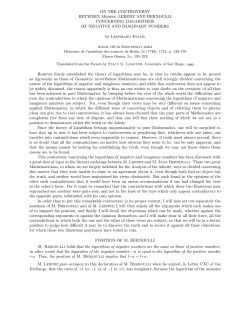 CONTROVERSY BETWEEN Messrs. LEIBNIZ AND BERNOULLI