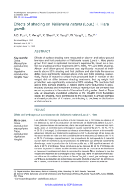 Effects of shading on Vallisneria natans \(Lour.\) H. Hara growth