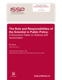 The Role and Responsibilities of the Scientist in Public Policy: