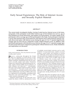 Number 2, 2008 Early Sexual Experiences: The Role of Internet