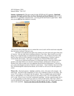 AP US History, 2014 School Office: 765-7337