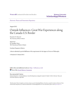 Great War Experiences along the Canada-US Border
