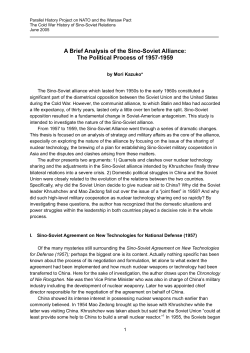 A Brief Analysis of Sino-Soviet Alliance: Political Process of 1957-1959