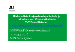 INNOVAATIO 2016 &ndash;seminaari 12. &ndash; 13.5.2016 M/S Baltic Queen