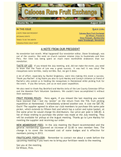 a note from our president - Caloosa Rare Fruit Exchange