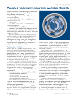 Predictable Scheduling - Advocacy