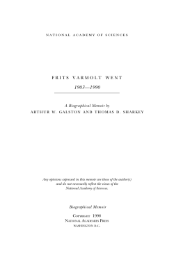 frits varmolt went - National Academy of Sciences