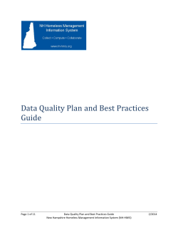 Data Quality Plan and Best Practices Guide - nh