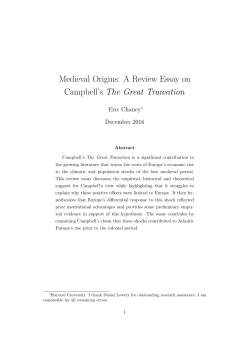 Medieval Origins: A Review Essay on Campbell`s The Great Transition