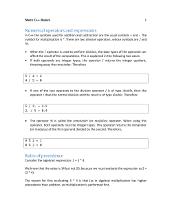 Numerical operators and expressions Rules of precedence