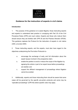 Guidance for the instruction of experts in civil claims