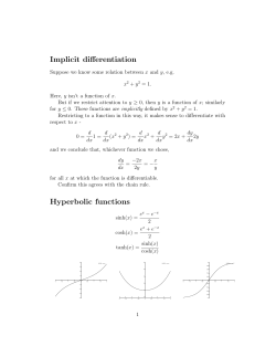 Implicit differentiation Hyperbolic functions