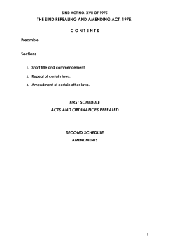the sind repealing and amending act, 1975. contents first schedule