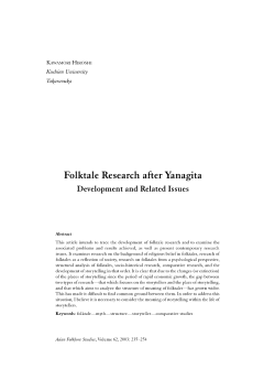 Folktale Research after Yanagita