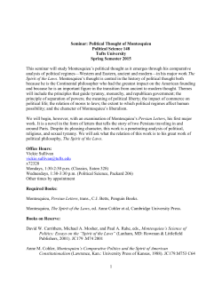 1 Seminar: Political Thought of Montesquieu Political Science 148
