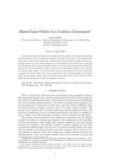 Blame-Game Politics in a Coalition Government