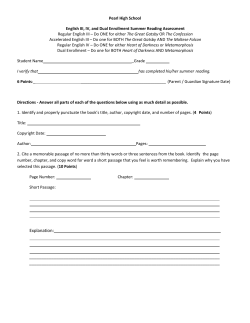 Summer Reading Assessment