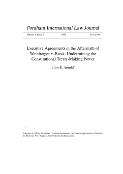 Executive Agreements in the Aftermath of Weinberger v