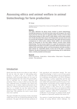Assessing ethics and animal welfare in animal biotechnology for