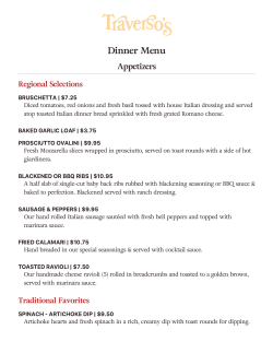 Dinner Menu - Traverso`s Restaurant