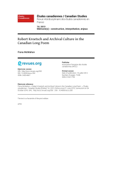 PDF 258k - &Eacute;tudes canadiennes / Canadian Studies
