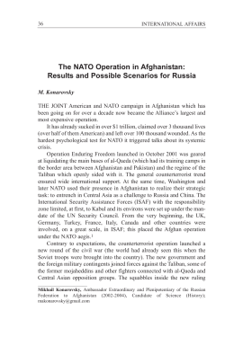 The NATO Operation in Afghanistan: Results and