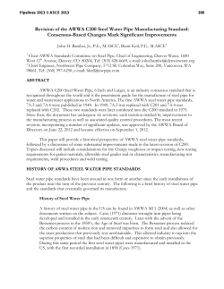 Revision of the AWWA C200 Steel Water Pipe Manufacturing