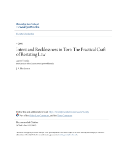 Intent and Recklessness in Tort: The Practical Craft of Restating Law