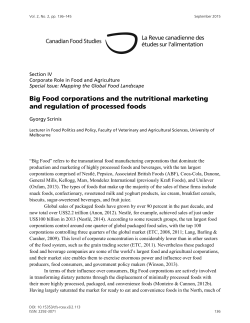 Big Food corporations and the nutritional marketing and regulation