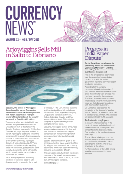 Arjowiggins Sells Mill in Salto to Fabriano