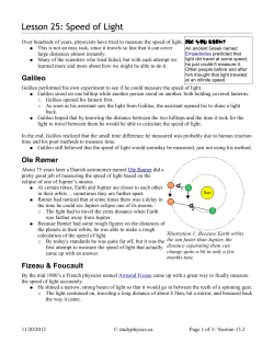 Lesson 25: Speed of Light
