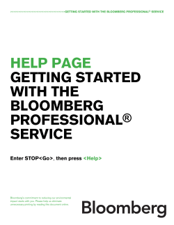 getting started with the bloomberg professional&reg; service