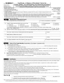 Substitute Form W-8 BEN