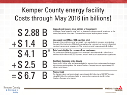 Kemper County energy facility Costs through
