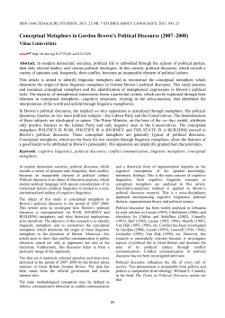 Conceptual Metaphors in Gordon Brown`s Political