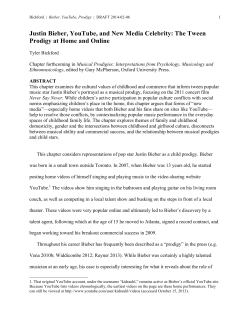 Justin Bieber, YouTube, and New Media Celebrity: The Tween