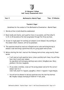 Mathematics - Mental Paper