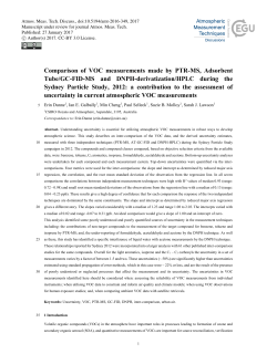 Comparison of VOC measurements made by PTR
