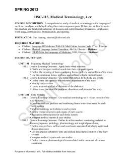 SPRING 2013 HSC-115, Medical Terminology, 4 cr