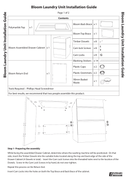 Bloom Laundry Unit Installation Guide Blo om Laundry