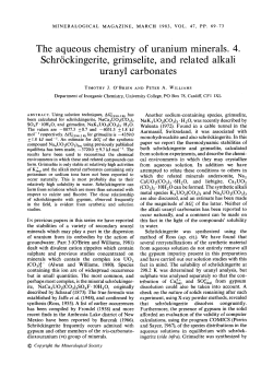 The aqueous chemistry of uranium minerals. 4. Schr6ckingerite