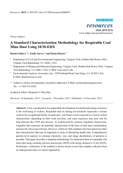 A Standard Characterization Methodology for Respirable Coal Mine