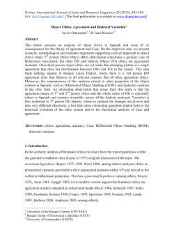 Object Clitics and Agreement
