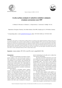 In-situ surface analysis in selective oxidation catalysis: n