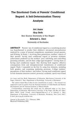 The Emotional Costs of Parents` Conditional Regard: A Self