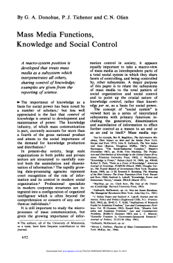 Mass Media Functions, Knowledge and Social Control