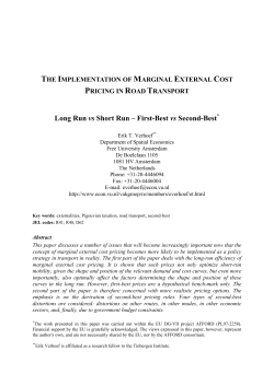 The Implementation of Marginal External Cost Pricing in Road