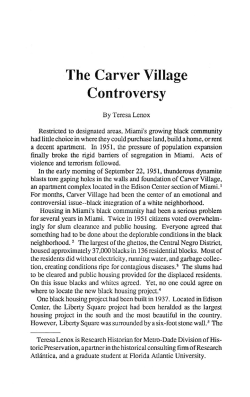 The Carver Village Controversy